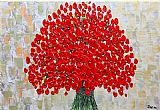 Famous Red Paintings - RED POPPIES TEXTURED